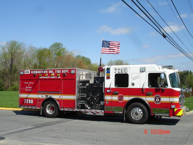 Engine 729B stands by to pay respects to MCPD Sergeant Hector Ayala and his family during the Line of Duty funeral for the Sergeant.
<br><br>
End Of Watch - 4 April 2010.