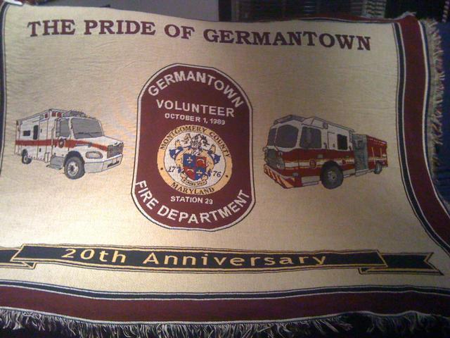 GVFD 20th anniversary commemorative blanket