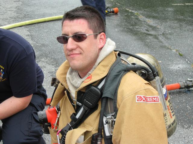 Firefighter Dinowitz stands by ready