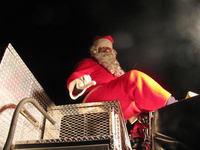 Santa on the top of Engine 729B