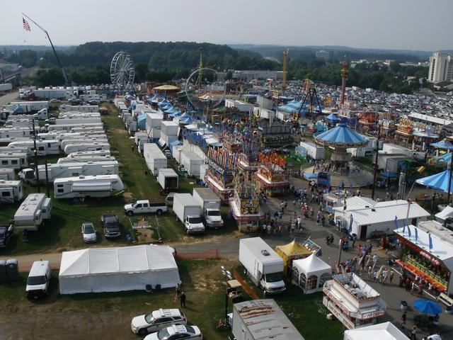 A look at the fair (and exhibitor's RVs) from Tower 729