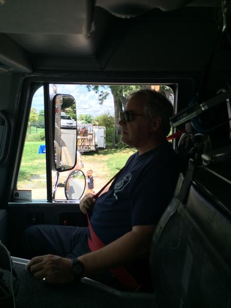 EMT Dave Pucillo riding E729B in the 2014 Gaithersburg Labor Day Parade.